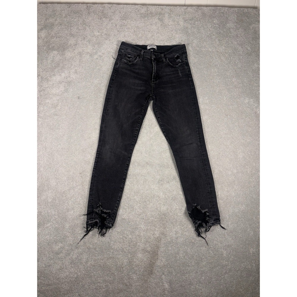 agolde sophie high Rise skinny crop black distressed 28